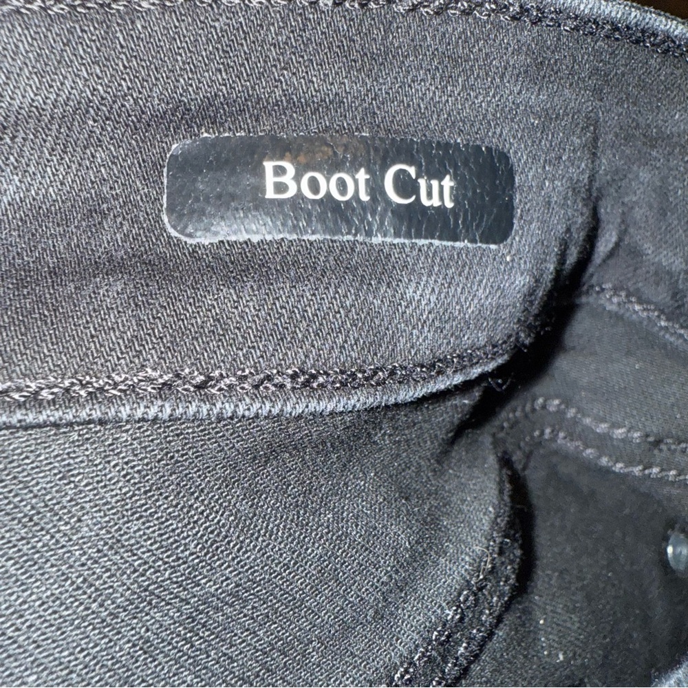Judy Blue Bootcut Jeans-Black-Raw Hem-Exposed Button Fly-Stretch-Size 14W - Picture 10 of 11